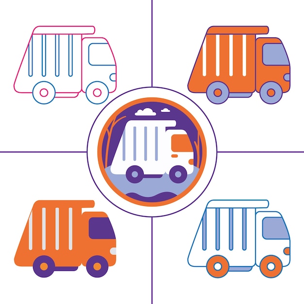 Garbage truck in flat design style