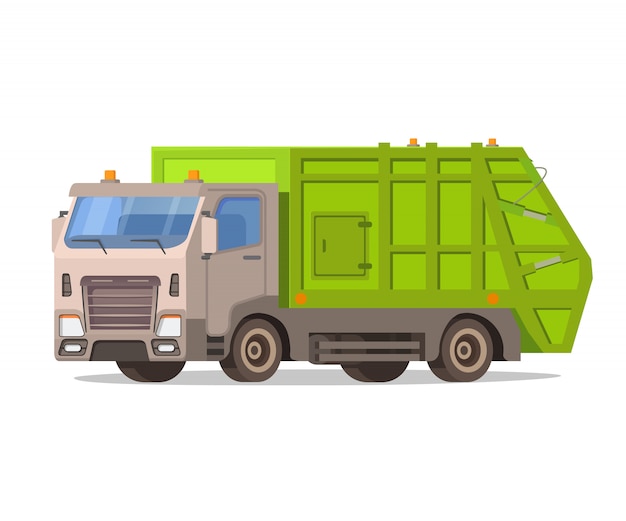 Vector garbage truck isolated. waste vehicle front .urban sanitary loader truck.city service.cleaning of streets of the cities.separate collecting waste.