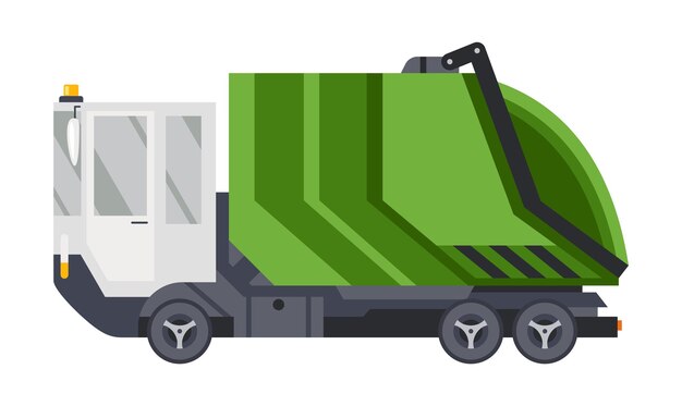 Garbage truck with auto loader Collection and transportation of solid household and commercial waste Garbage removal urban sanitary vehicle Garbage Ecology and recycle concept