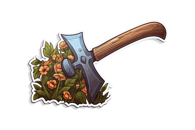 Garden axe sticker cartoon Vector illustration design