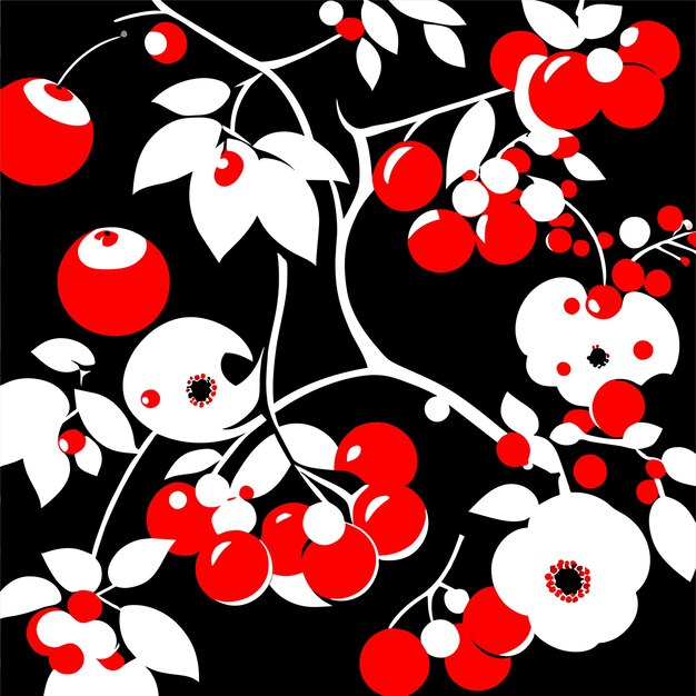 Vector garden berries black red and white currant