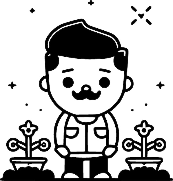 Garden black and white isolated icon vector illustration