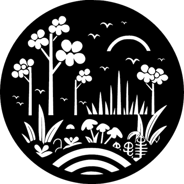 Garden Black and White Vector illustration