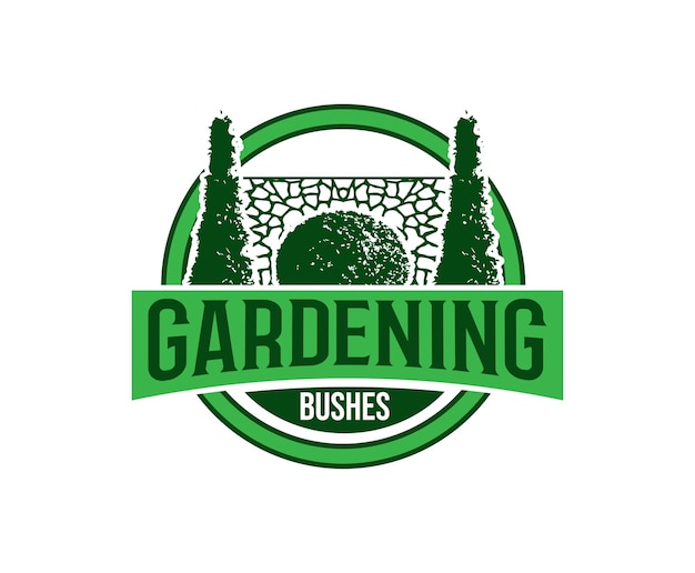 Cespugli da giardino e modello di progettazione del logo della parete