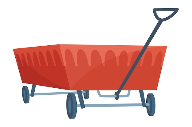 Vector garden cart cartoon or farm wheelbarrow icon gardening farming concept equipment of garden cart or garden wagon vector illustration on white background