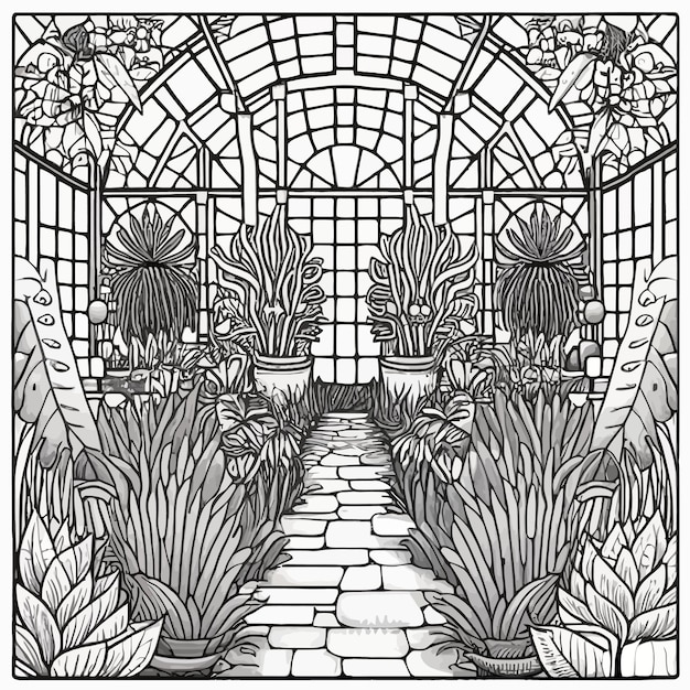 Garden Coloring Page Vector