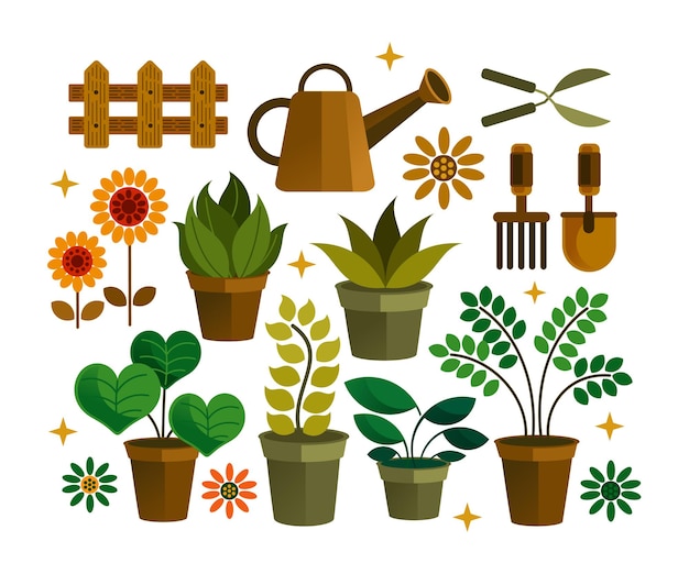 Vector garden elements vector illustration