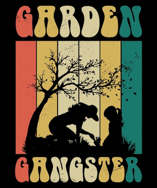 Garden Gangster Gardener Gardening Vintage Mom Daughter Gardening TShirt