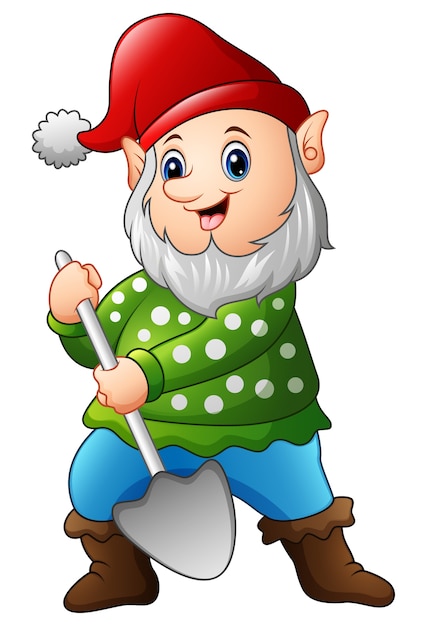 Vector garden gnome with a shovel