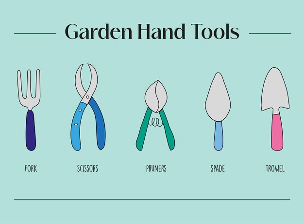 Vector garden hand tools