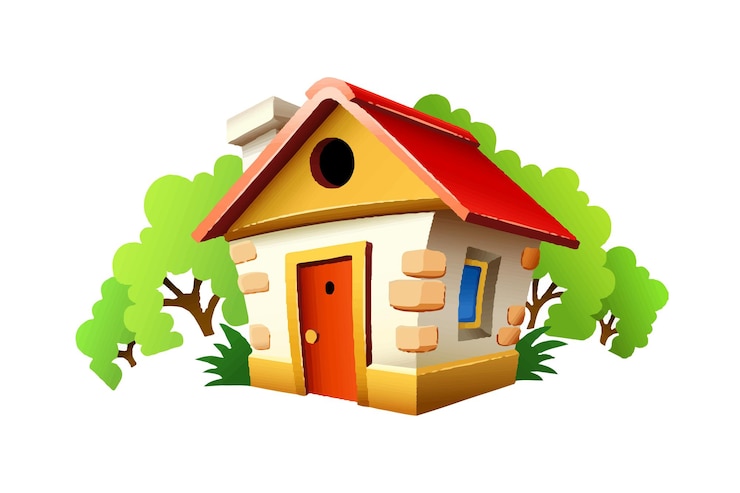 Vector garden house children's illustration tshirt print cover of a children's fairy tale