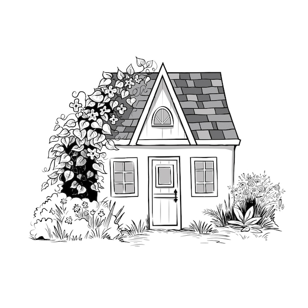 Premium Vector  Spring house with garden colored illustration