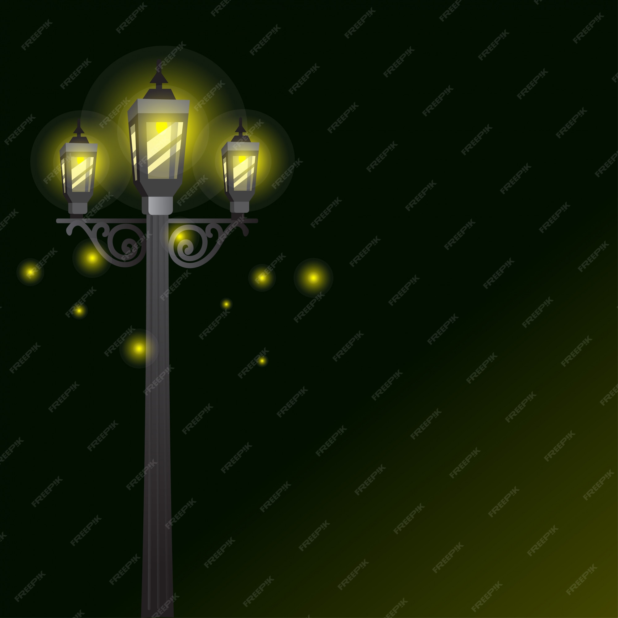 Premium Vector | Garden lamp or street lights with light effect background