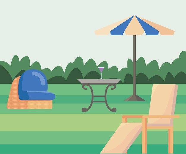 Vector garden landscape scene