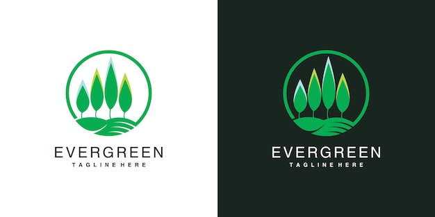 Design del logo del giardino con un concetto fresco vettore premium