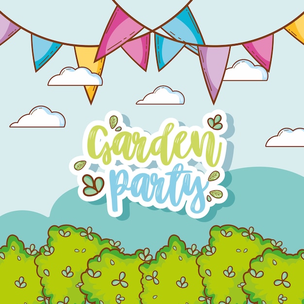 Garden party celebration cute cartoons