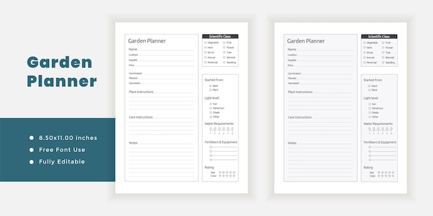 Garden planner log printable page template