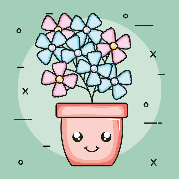 Garden plant in pot kawaii character