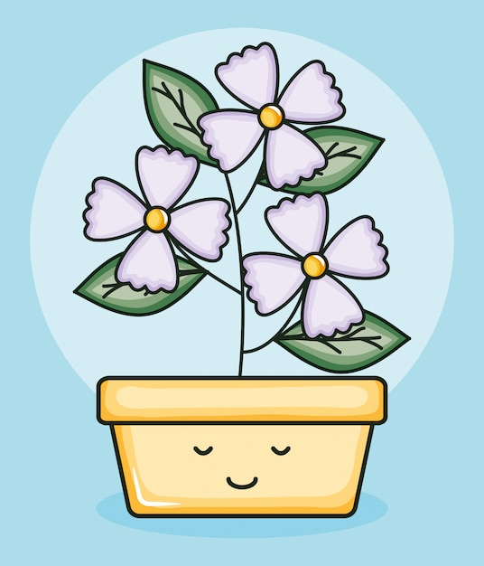 Garden plant in square pot kawaii character