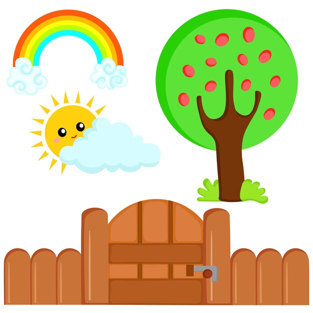 Premium Vector | Garden sunny sky vector clipart