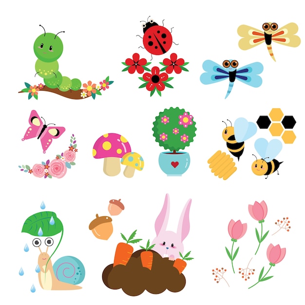 Vector garden tiny animal