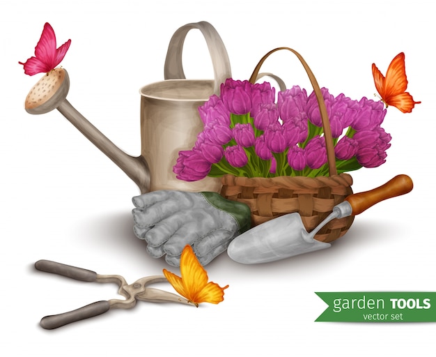 Vector garden tools background