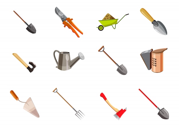 Vector garden tools elements set. cartoon set of garden tools