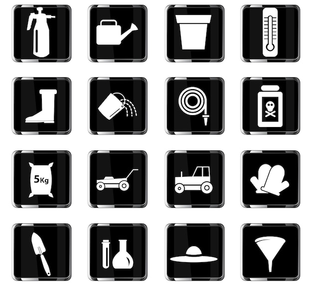 Garden tools vector icons for user interface design