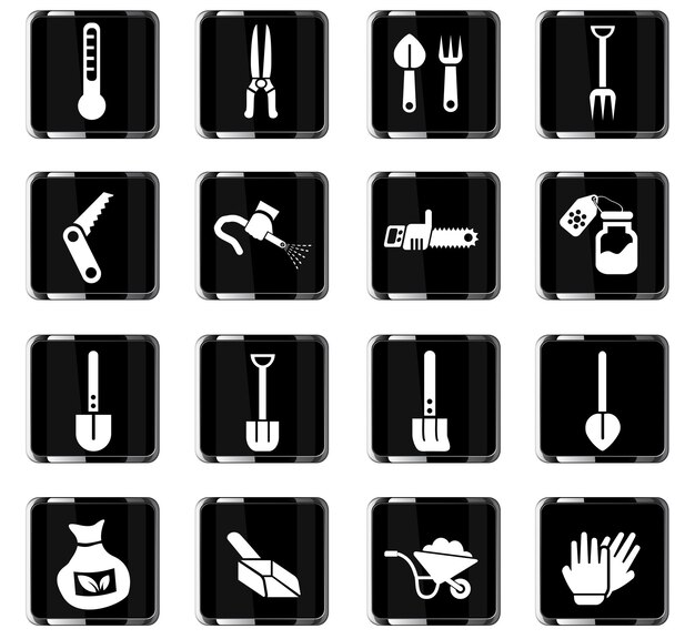 Garden tools web icons for user interface design