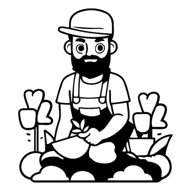 Gardener cartoon character in flat style Gardening concept Vector illustration