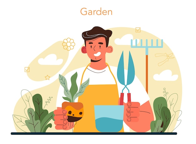 Vector gardener concept. idea of horticultural or landscape designer.