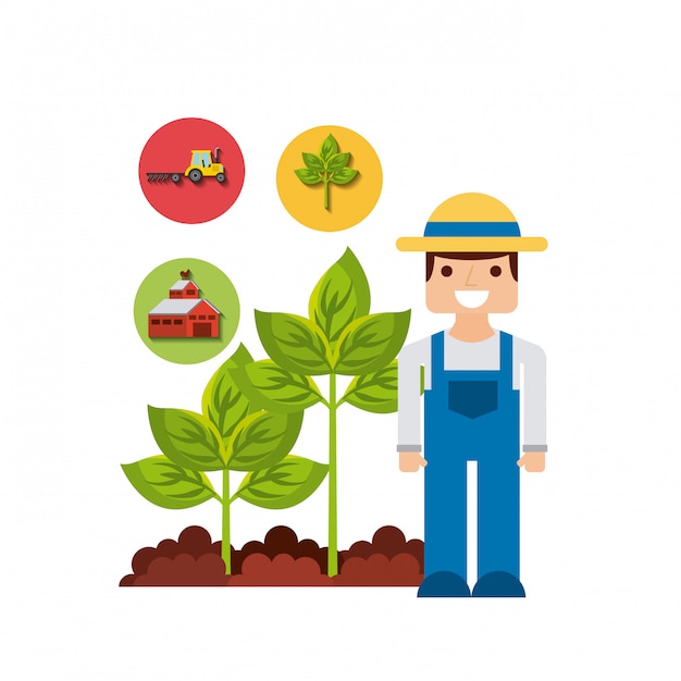 Gardener and gardening icons design