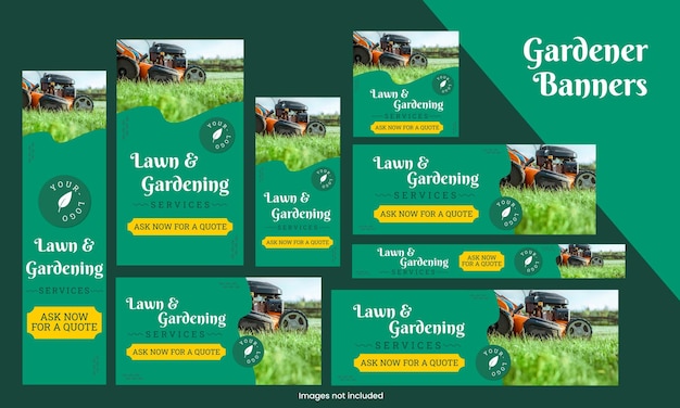 Gardener services web banners post stories and header