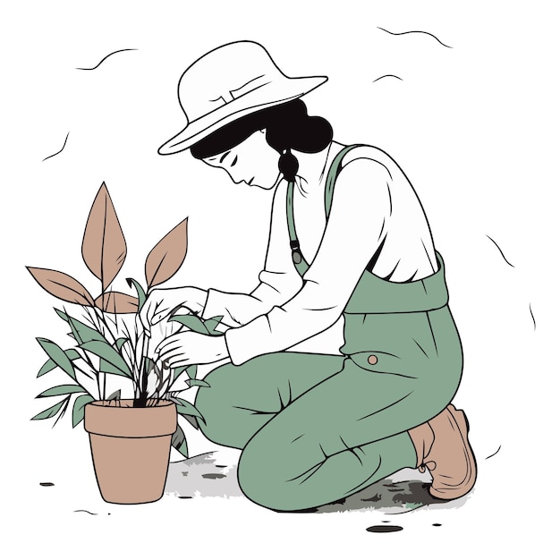 Gardener woman transplanting houseplants