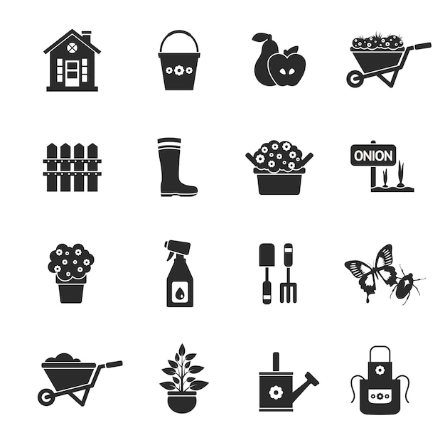 Gardening Black Icons Set