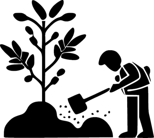 Vector gardening black and white vector illustration