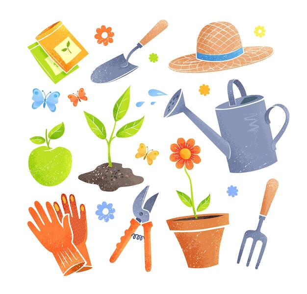 Gardening equipment illustrations collection