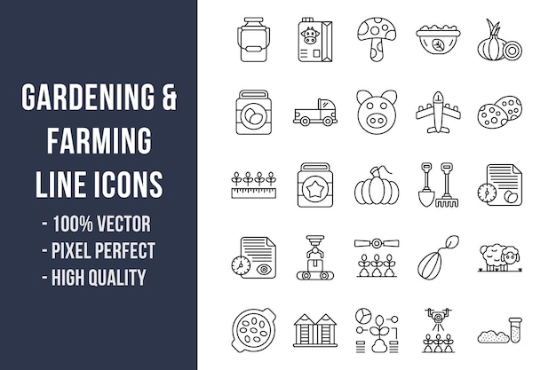 Gardening and Farming Line Icons