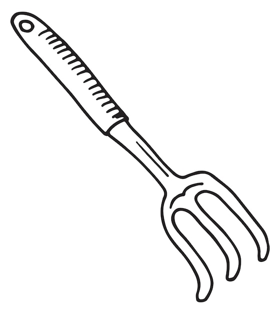 Gardening fork icon hand drawn farmer tool