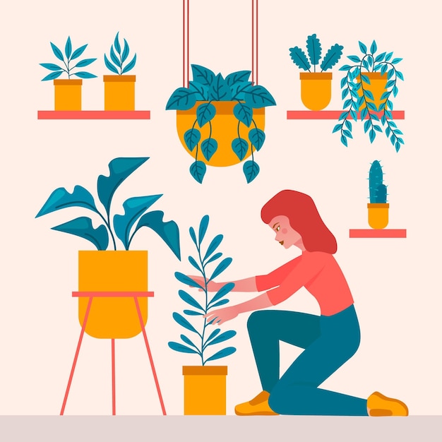 Vector gardening at home concept