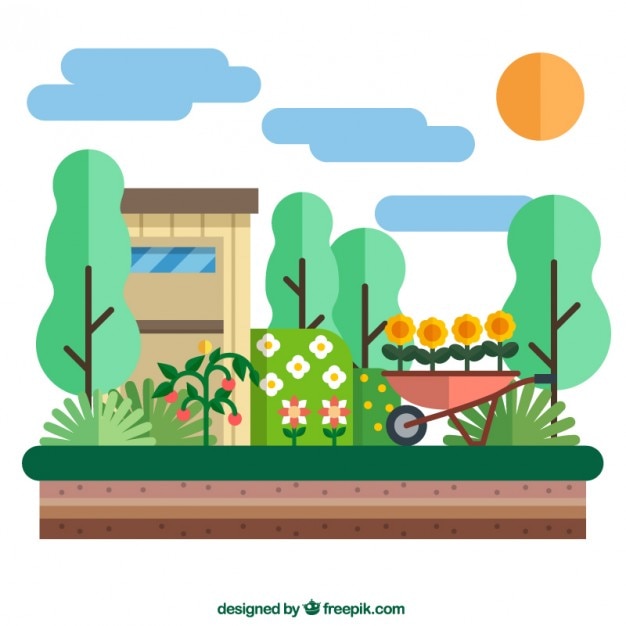Vector gardening hut flat design