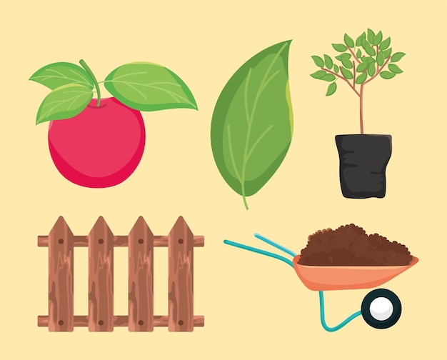 Gardening icon set