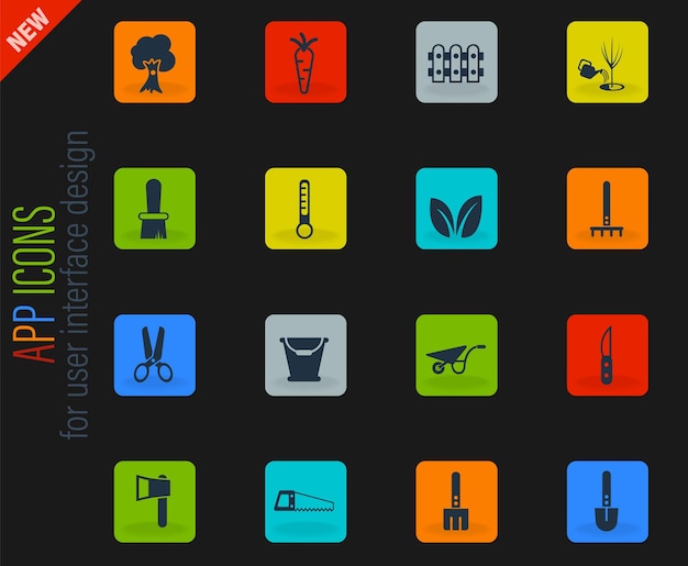 Gardening icon set