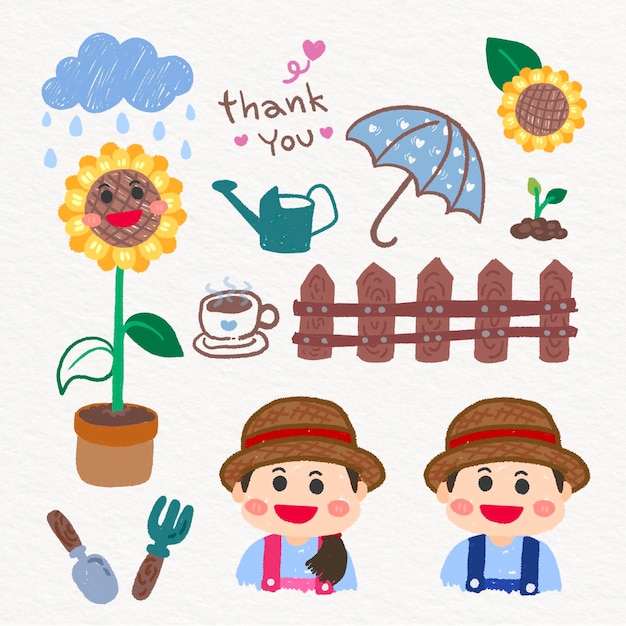 gardening icons set