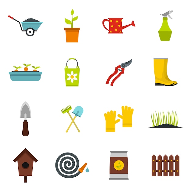 Gardening icons set