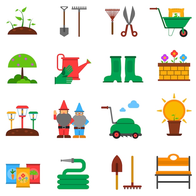 Gardening icons set