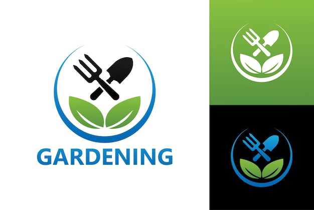 Gardening logo template premium vector