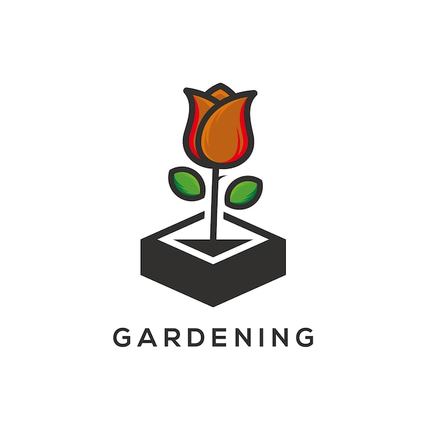 Illustrazione di vettore di giardinaggio logo modello