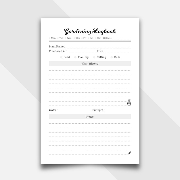 Gardening planner and logbook