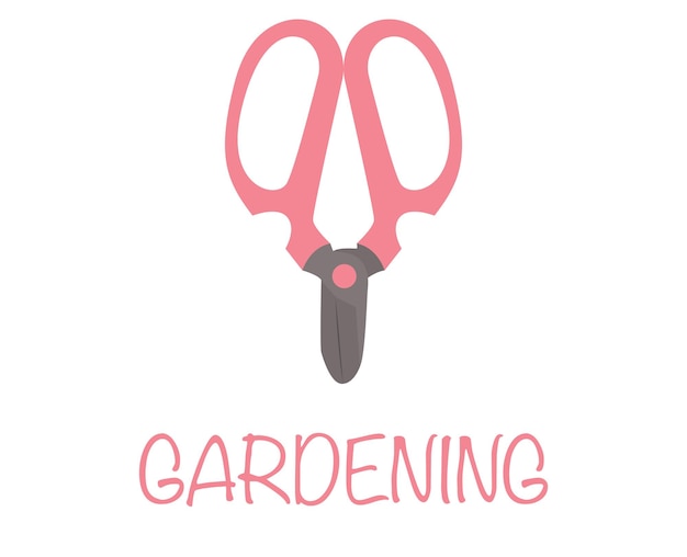 Vector gardening scissors with slogan in pink color